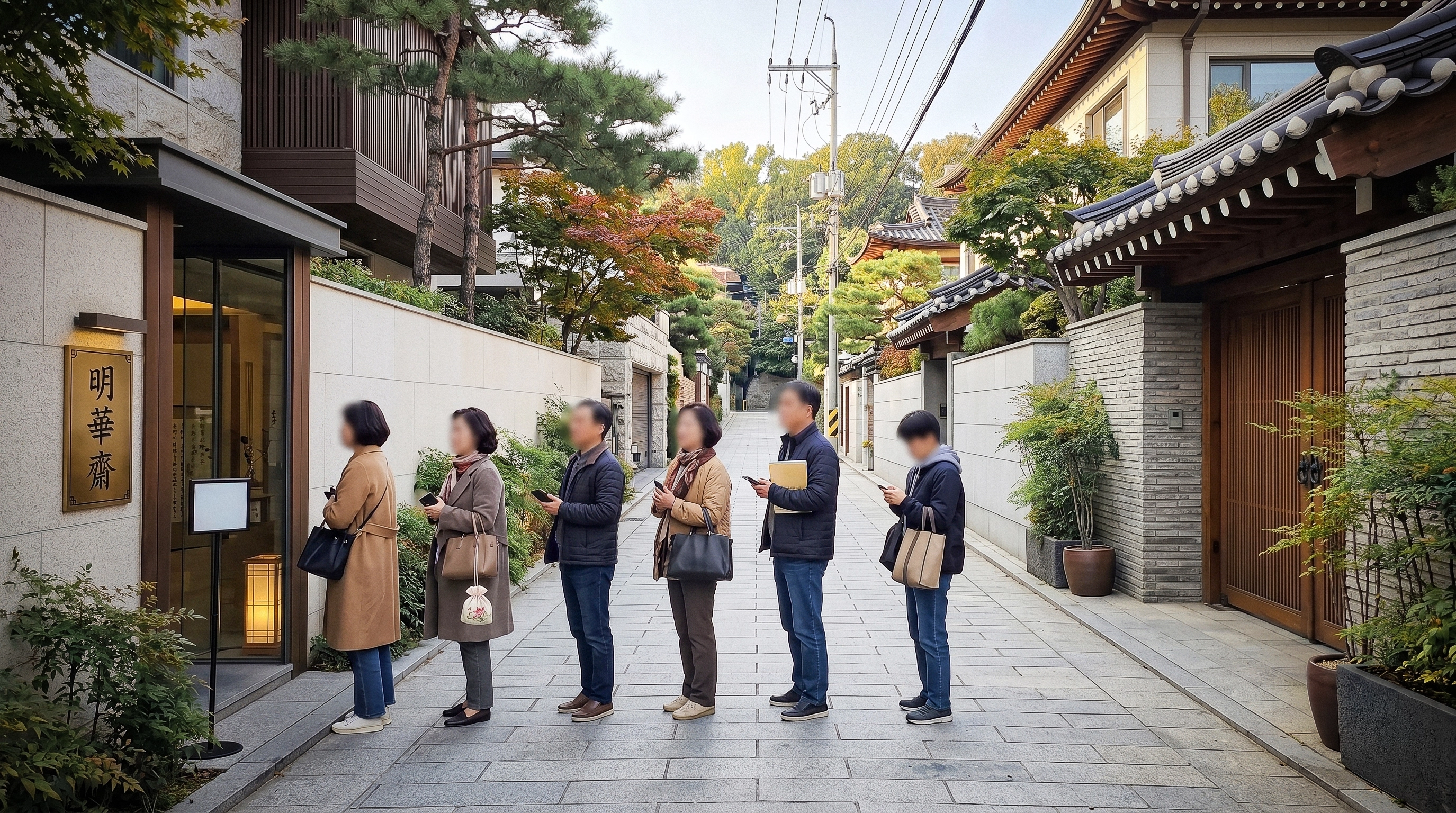 박명화 사주풀이를 받기 위해 명화재 앞에 줄을 서 기다리는 분들