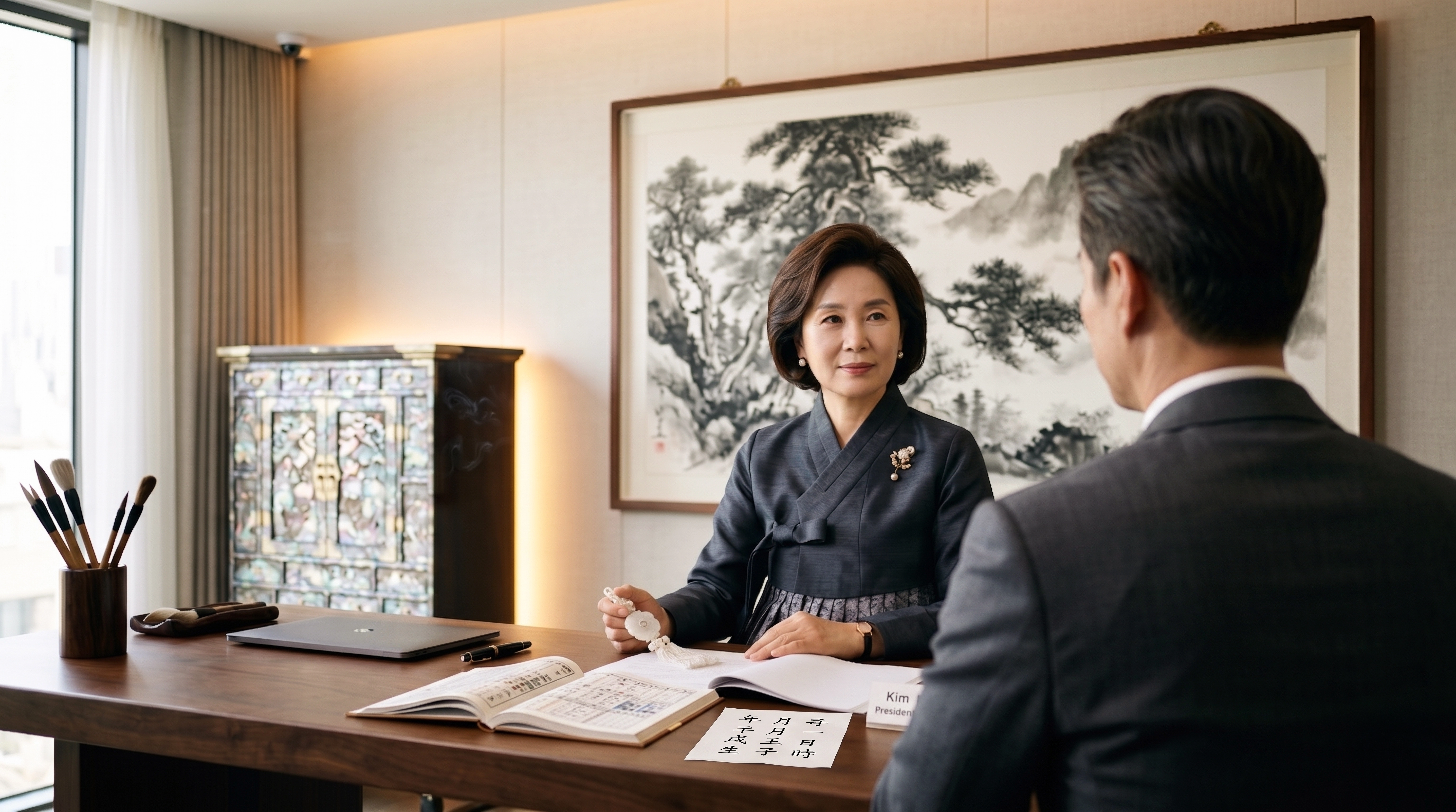 상담 중인 박명화 선생