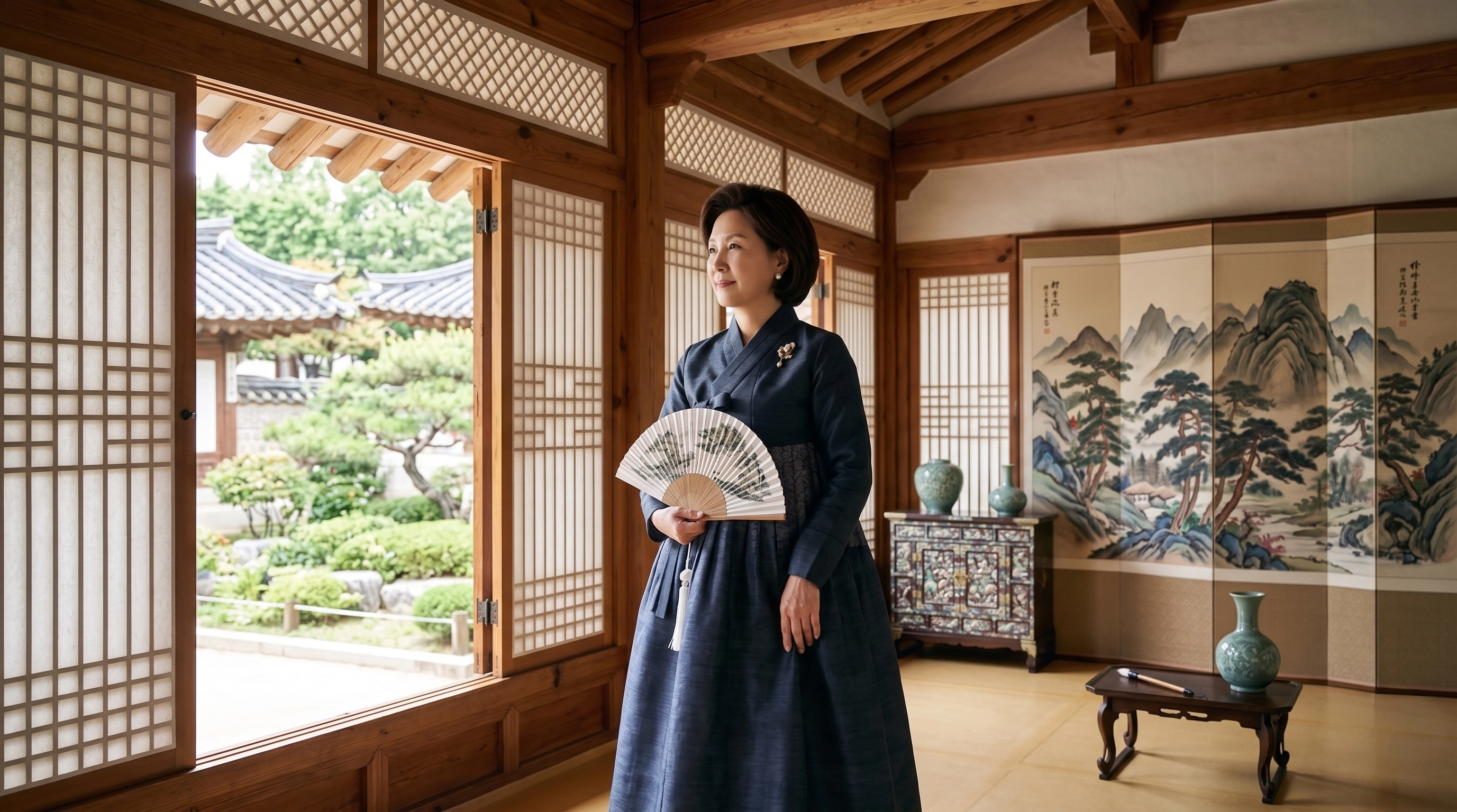 명화재 전경과 박명화 선생